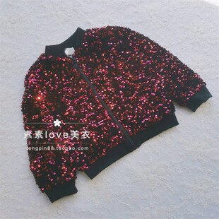 特清 blingbling~三件包邮欧dan女小中童98-116亮片演出服外套