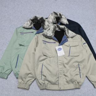 日单男秋冬夹棉短款夹克多兜保暖宽松可拆卸毛领休闲工装棉衣外套