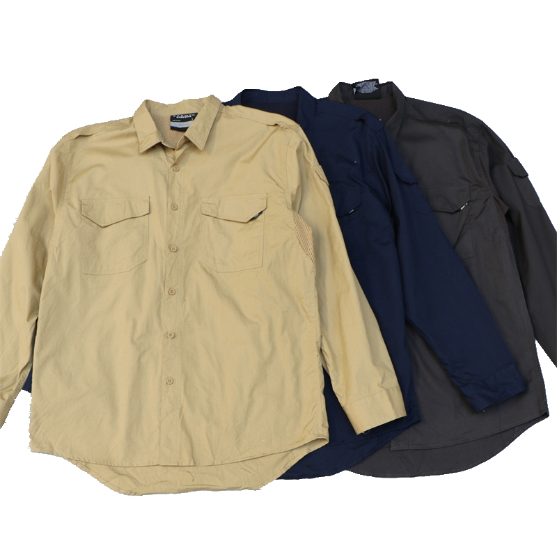 长袖工装衬衫加大码户外衬衣尖领