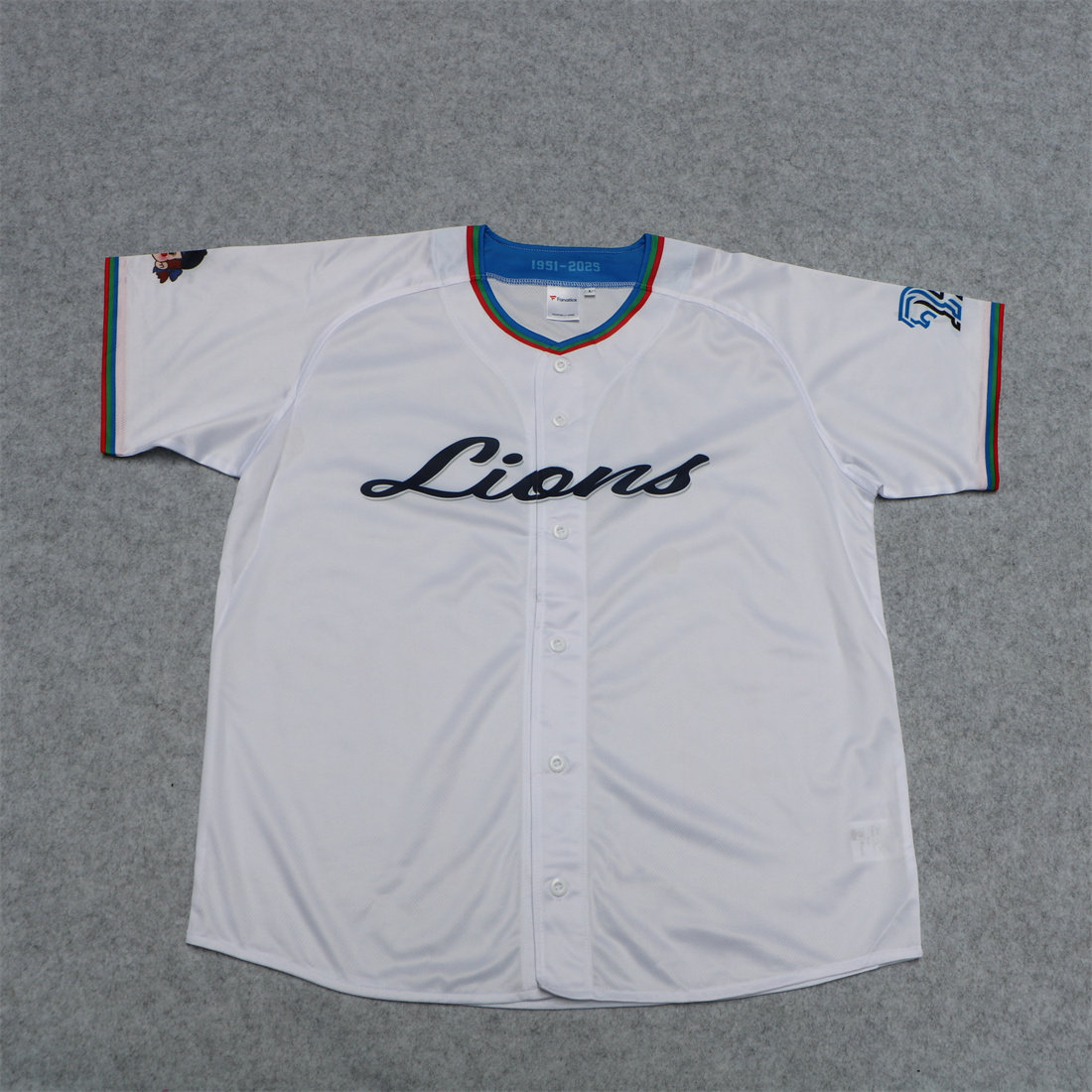 日单Lions棒球服男女夏季速干短袖开衫宽松运动球衣白色大码T恤