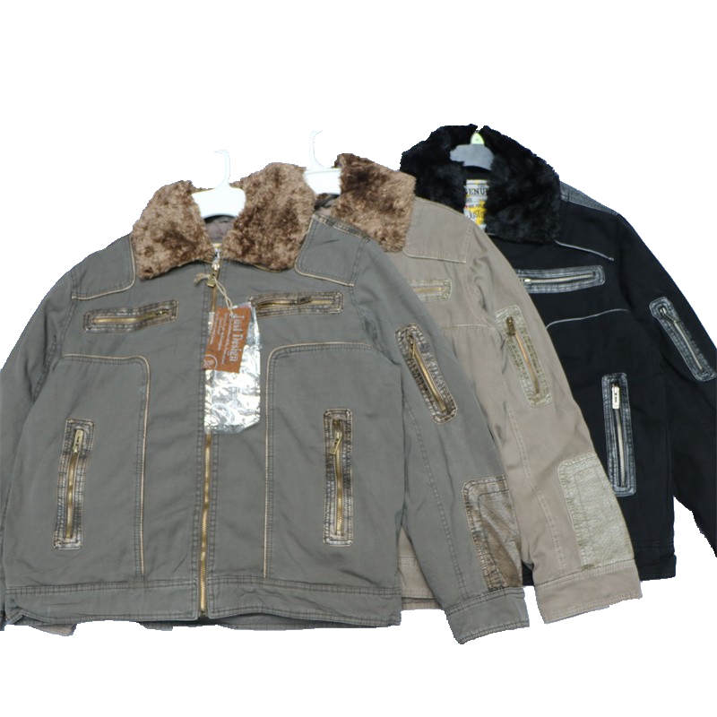 可拆卸毛领复古风棉衣外套冬季