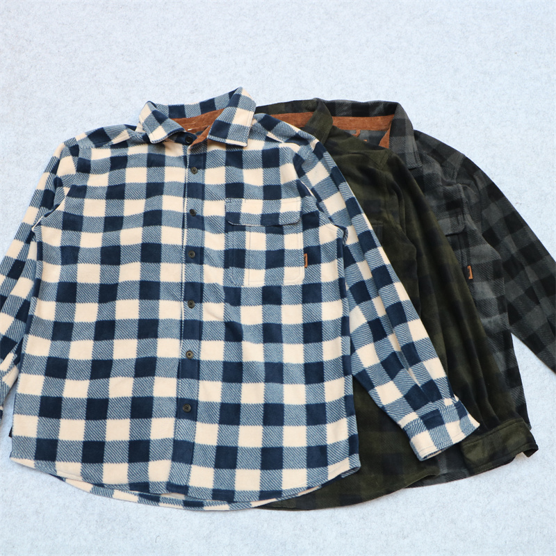 摇粒绒格子衬衣宽松大码衬衫外套