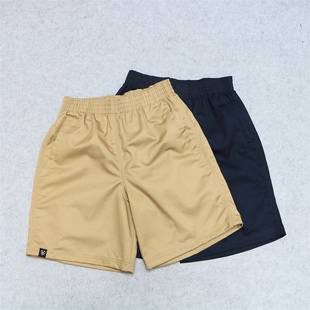 纯色松紧腰大裤 外贸夏季 五分裤 耐磨工装 衩休闲直筒5分 男涤棉厚款