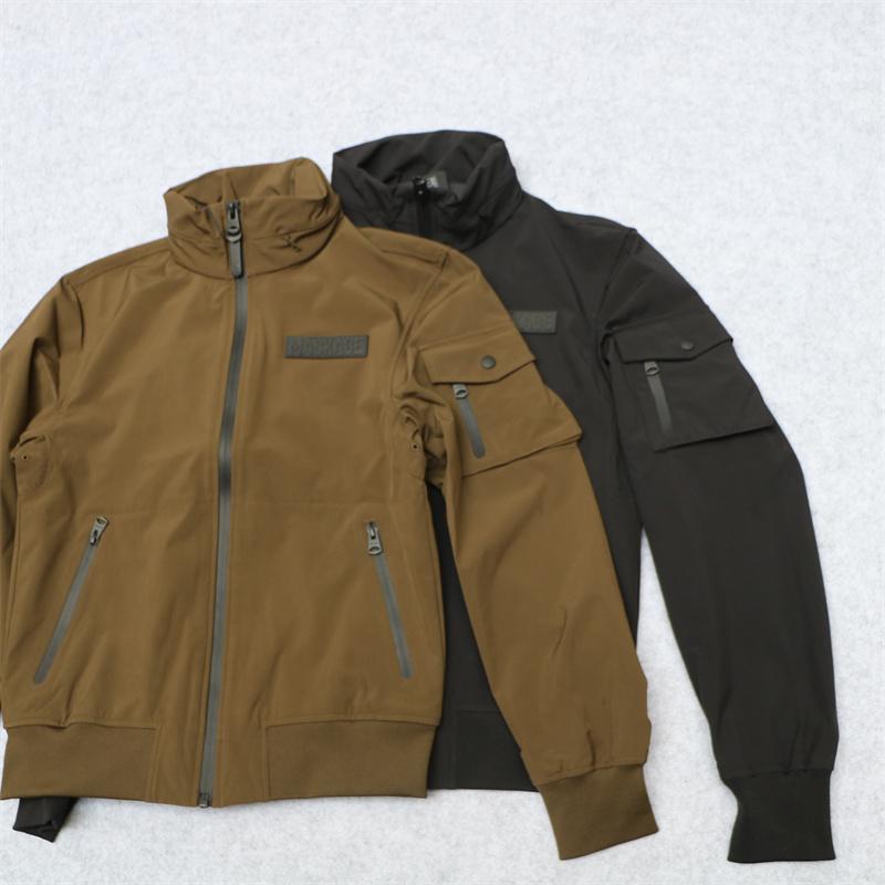 男士夹克罗纹袖口可藏帽立领外套