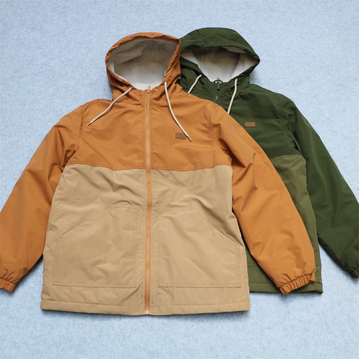 外贸冬季羊羔绒内胆连帽棉衣外套