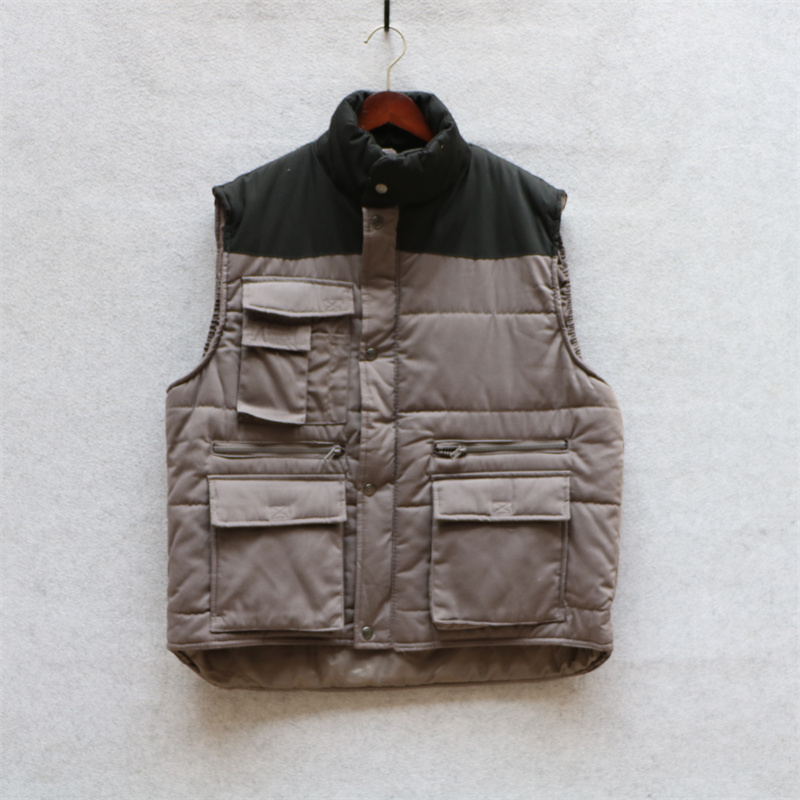 拼色马甲外套多口袋工装马夹坎肩