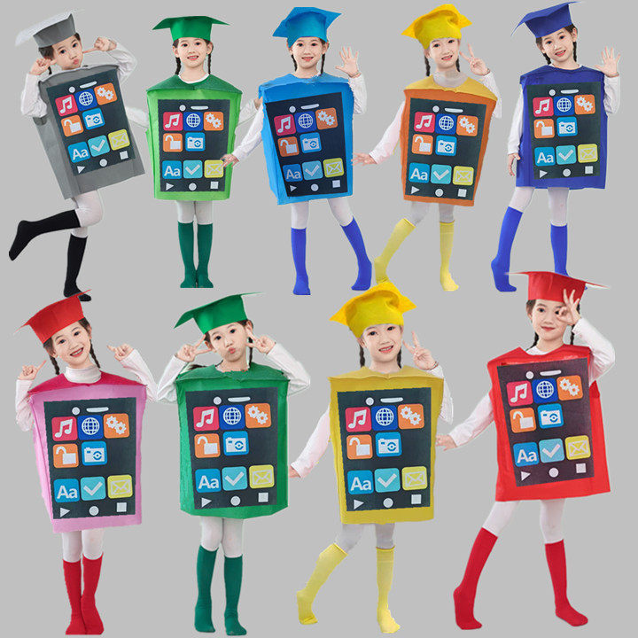 幼儿园情景剧手机手机我问你舞蹈表演服装垃圾分类卡通道具宣传服