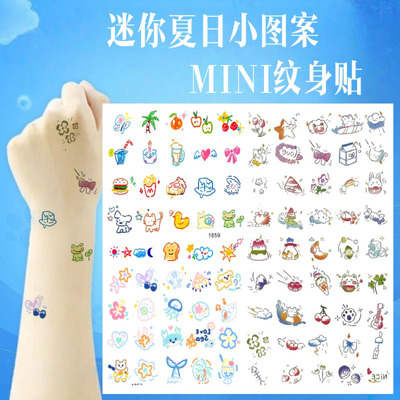 mini小图彩色元素纹身贴小动物防水持久ins夏日手指多巴胺可爱