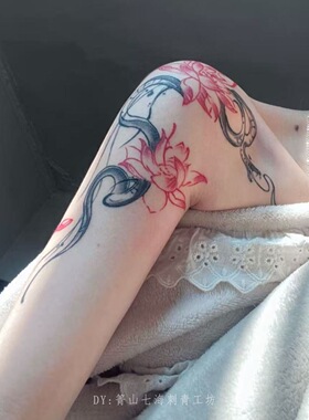 网红爆款盘莲蛇ins百搭纯欲风一次性可洗辣妹学生专用肩部纹身贴