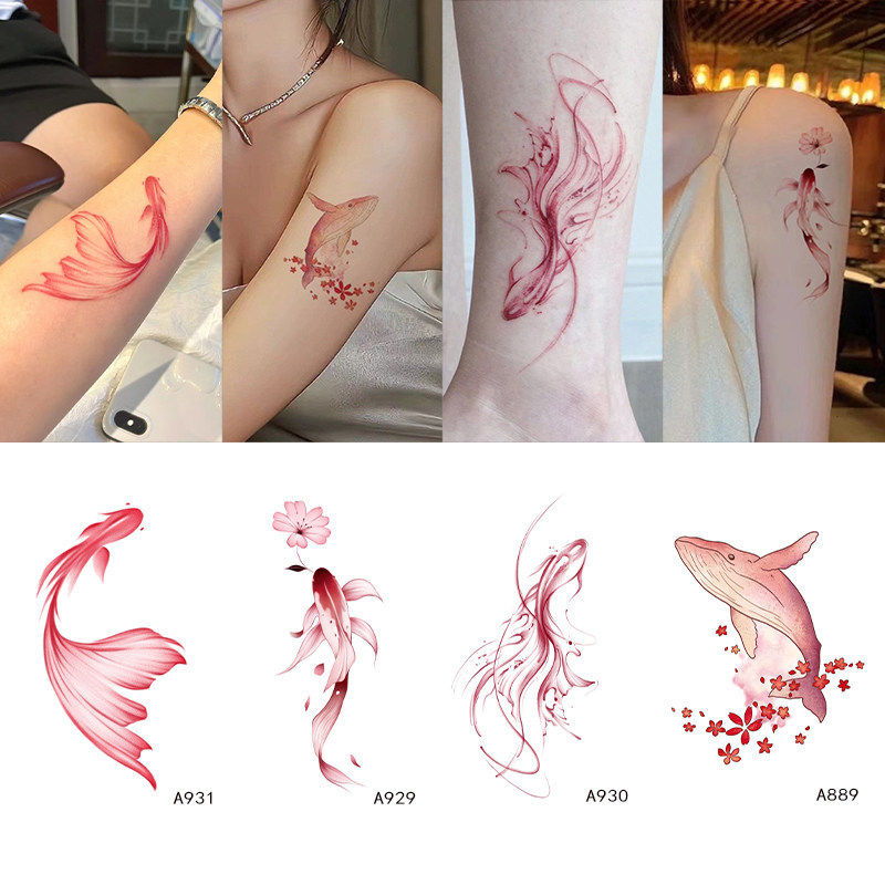 防水持久锦鲤鱼纹身贴好运招财逼真不反光手臂脚踝高级感纯欲彩绘,家居饰品,其他贴饰,淘宝优惠券,粉丝福利购,淘宝优惠卷