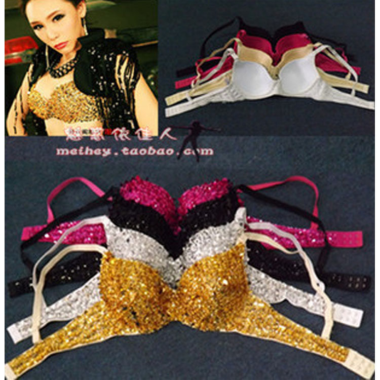 DS演出服gogo女歌手钢管舞台装夜店性感酒吧dj领舞亮片文胸比基尼