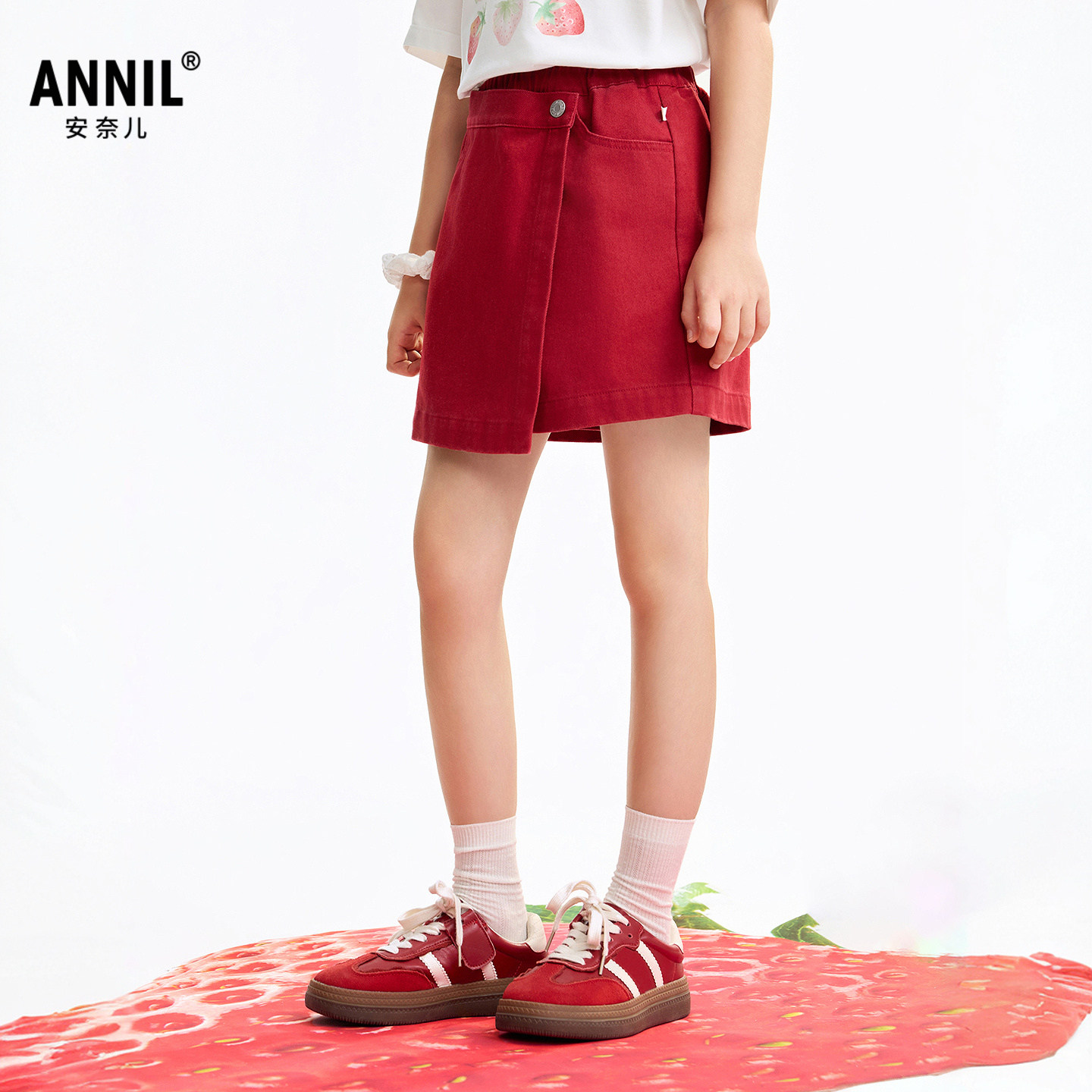 安奈儿女童装全棉梭织短裤2026夏季新款休闲裙裤甜美潮酷热裤透气