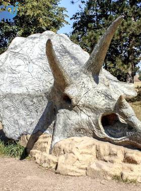 仿真三角龙头骨骨架化石 景区博物馆科技馆主题展展品厂家定制