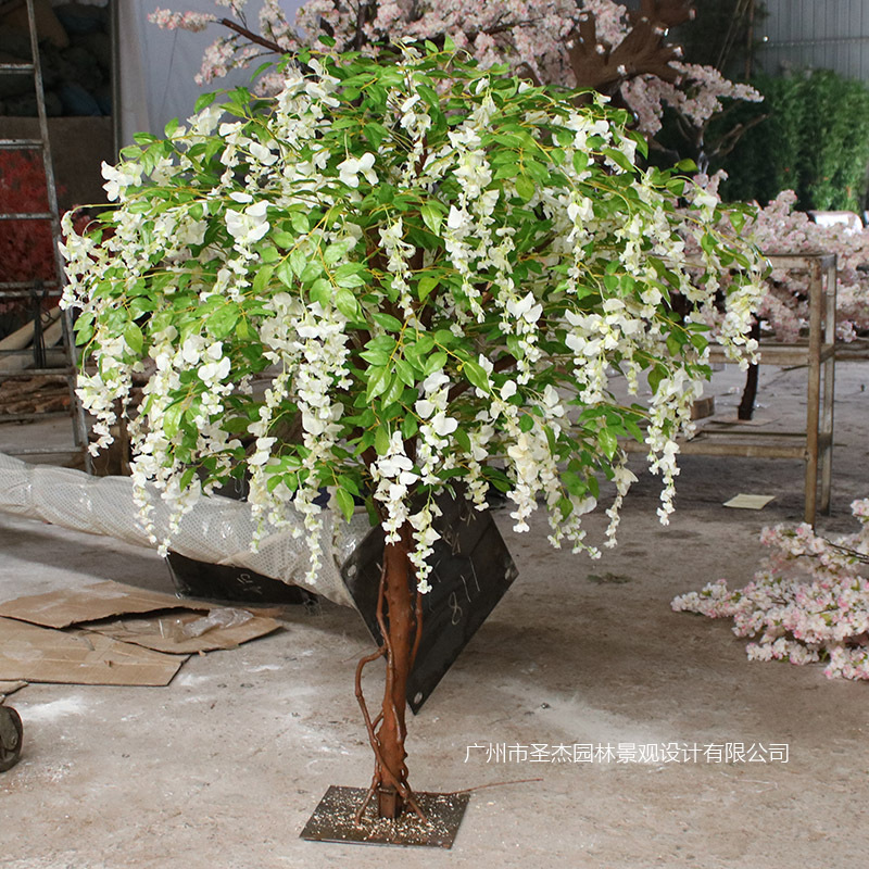 仿真豆花树小型阻燃仿真花树婚庆装饰阻燃假树豆花藤条造景仿真树