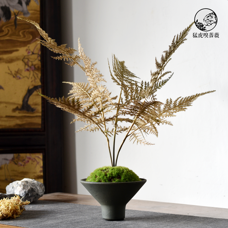 New Chinese style originality a living room Entrance Yellow Tall Ceramic pots Asparagus Potted plant Decoration Open Houses Soft decorationsin the Home accessories , Vase/Flower/Artificial flowers/Imitation jewelry , Flower Set category - from Buy2taobao.com to provide professional Taobao agent buy service