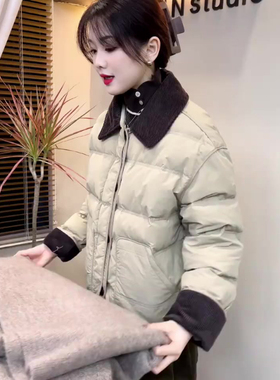 韩系短款小个子外套女2025年冬季新款设计感小众时尚洋气减龄棉服