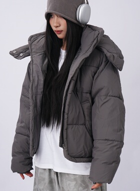 韩版宽松立领连帽加厚棉服女短款2025年冬季休闲保暖面包服外套