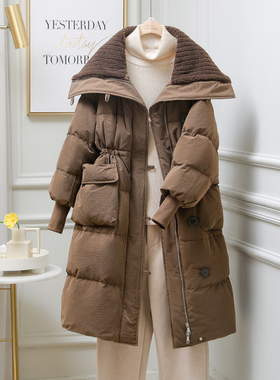 棉衣女冬中长款韩版宽松加厚羽绒棉服时尚设计感洋气潮流棉袄外套