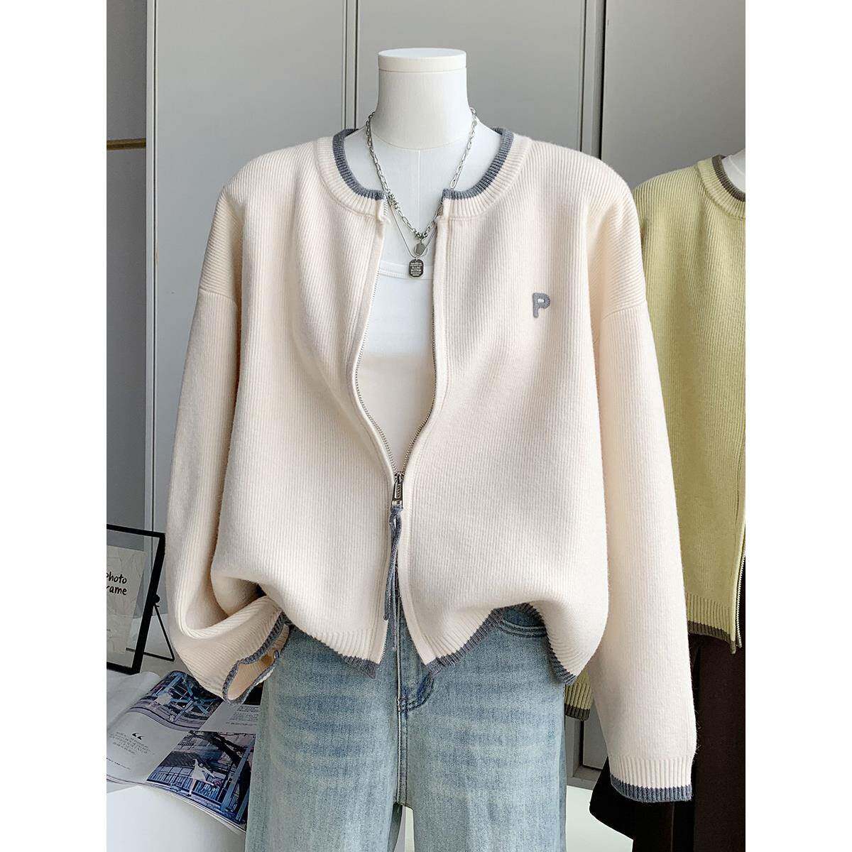 搜絮宽松双链短款B7501287外穿针织开外衫拉女春秋新款字纯色母刺