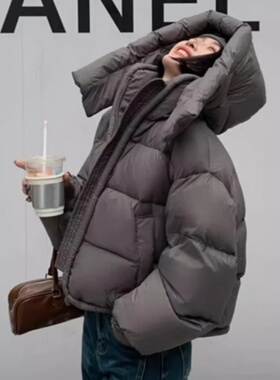 韩版宽松立领连帽加厚棉服女短款2025年冬季高级感保暖面包服外套