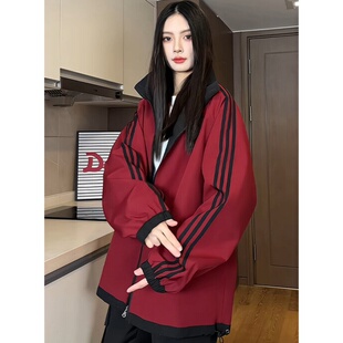 满天星两面穿情侣外套男女同款春秋季冲锋衣休闲百搭防风条纹外套