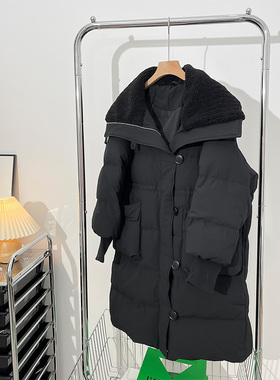 棉衣女冬中长款韩版宽松羽绒棉服加厚保暖学生洋气外套设计感棉袄