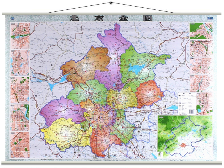 北京地图挂图  北京全图 北京郊区地图北京政区地图 高清彩印 1.