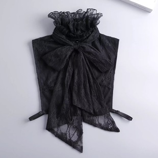 大蝴蝶结蕾丝木耳边花边假领子法式卷边假衬衫领秋季叠穿内搭高领