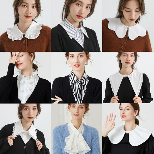 木耳边娃娃领减龄假衣领