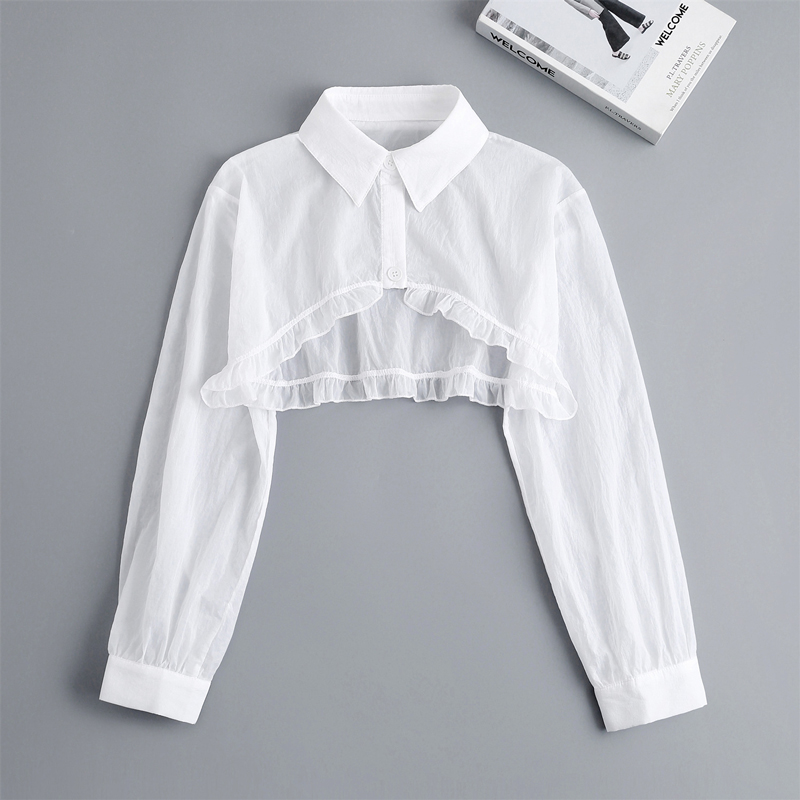 荷叶边百搭雪纺假领子长袖防晒