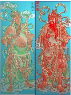 门神秦叔宝人物精雕图 浮雕图秦琼 尉迟恭 灰度 电脑雕刻JDP BMP