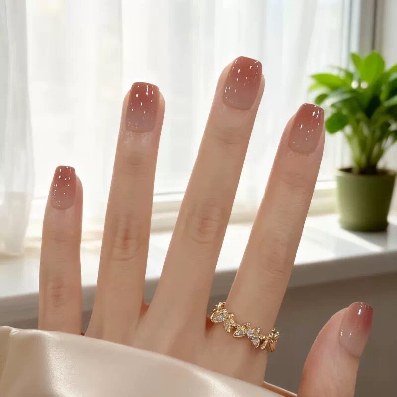 短款手作穿戴温柔腮红爱心手工定制新娘婚纱假指甲美甲成品