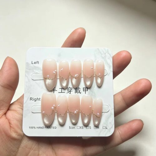 手工穿戴甲2026新款爆款美甲春夏款款式猫眼法式中长短款美甲贴片