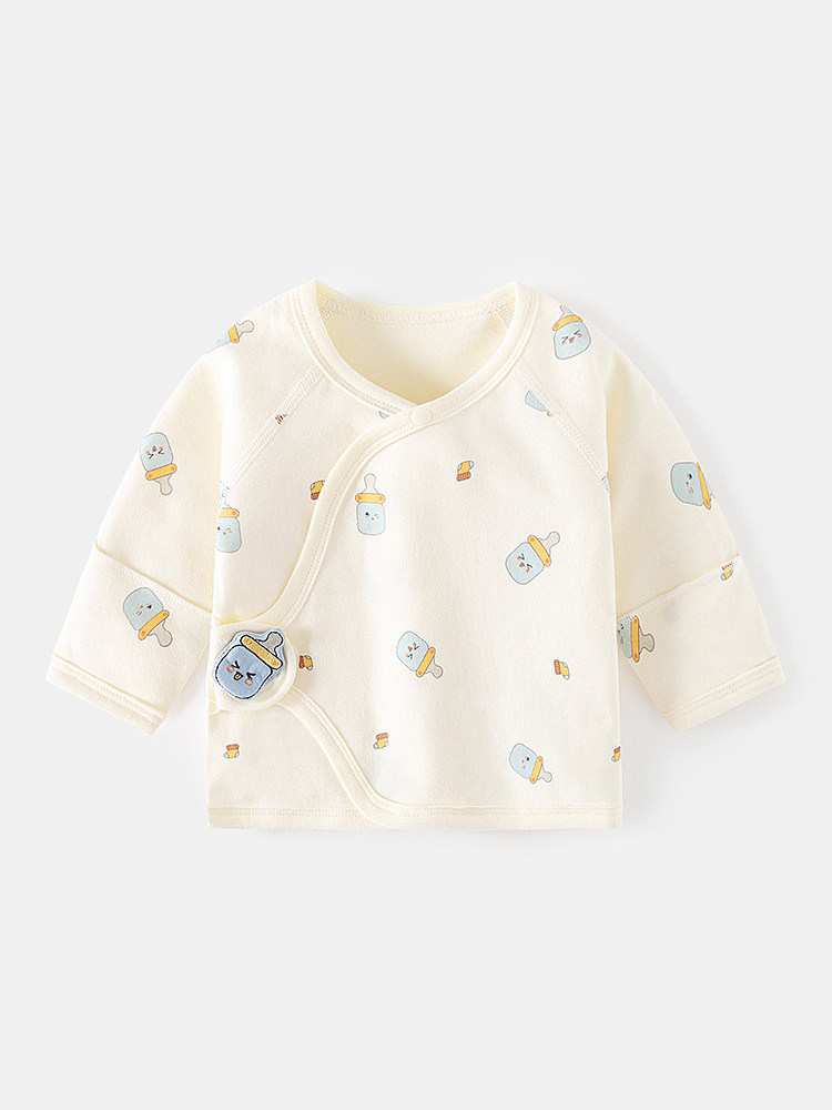 NEWBORN BABY UNDERWEAR BONELESS COTTON SPRING AND SUMMER FOUR SEASONS VELCRO HALF-BACK FULL MOON MONK CLOTHES BABY TOPS