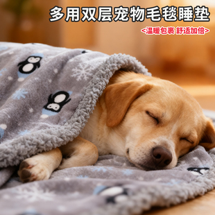 狗狗冬季被子猫咪睡觉毯子宠物毛毯双层加绒加厚防寒保暖小狗盖毯