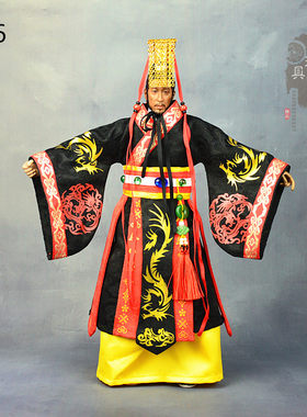 1/6帝王服装秦始皇服饰黑色龙袍