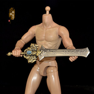 1:6兵器模型魔兽灭会之剑兄弟会双狮斩妖剑12寸兵人武器场景玩具