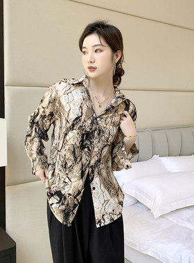 春秋薄款长袖衬衫女士中长款遮肚子衬衣休闲大码宽松文艺气质上衣
