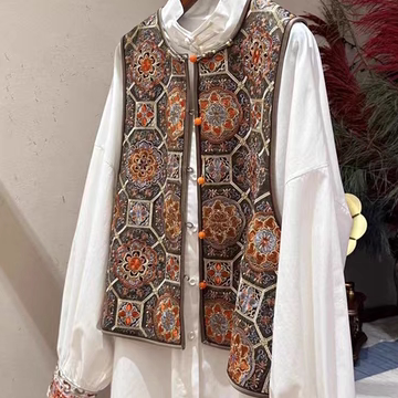 价格私信2026新款新中式正品实体同款真丝蜀锦提花马甲上衣