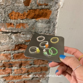 JolieJuly韩国代购 可爱彩色串珠蝴蝶戒指磨砂质地夏日好物好搭配