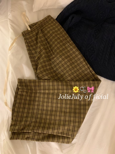 JolieJuly韩国正品 格纹松紧腰休闲裤非常之显瘦