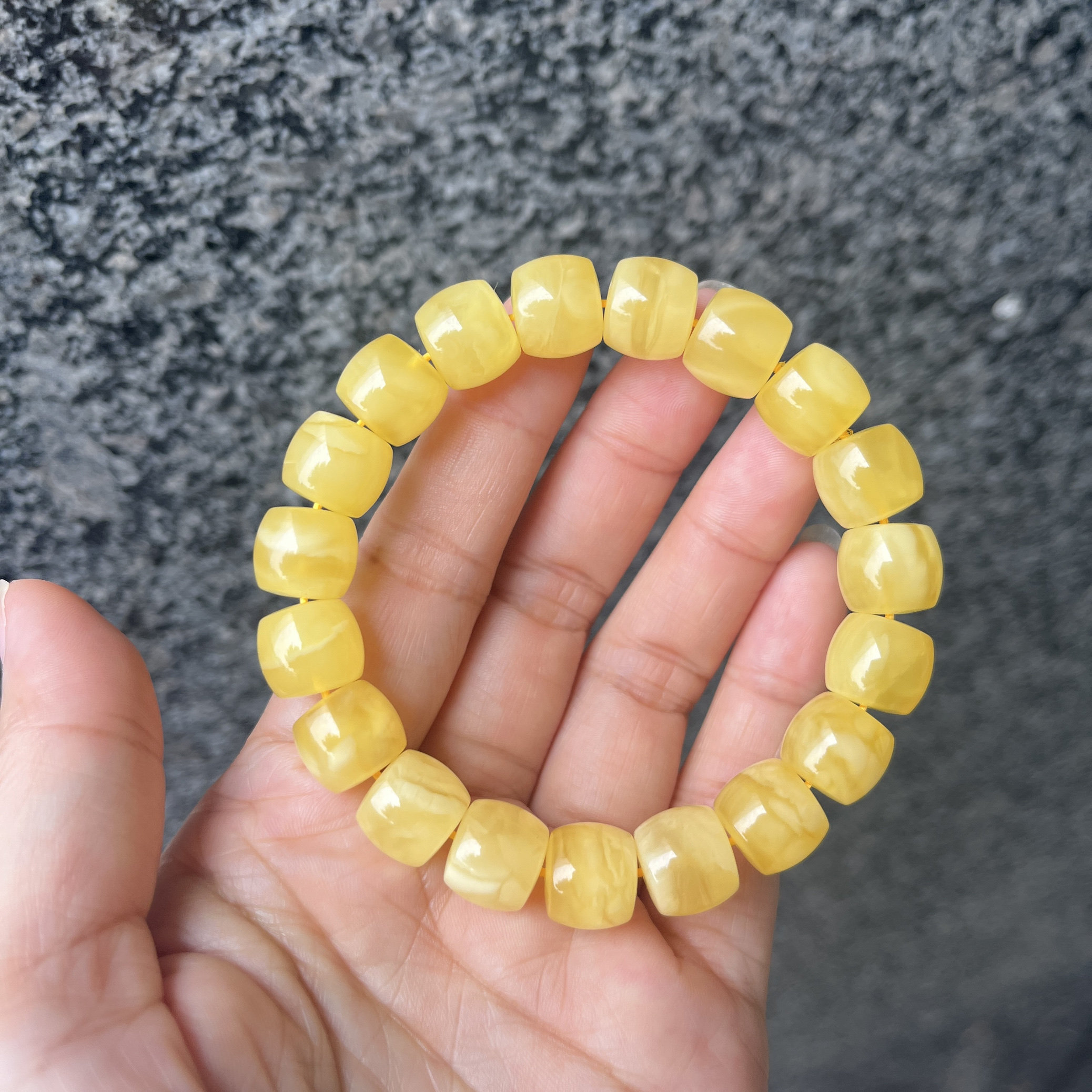 俄料满蜜蜜蜡直切桶珠手串手链单圈精品12mm