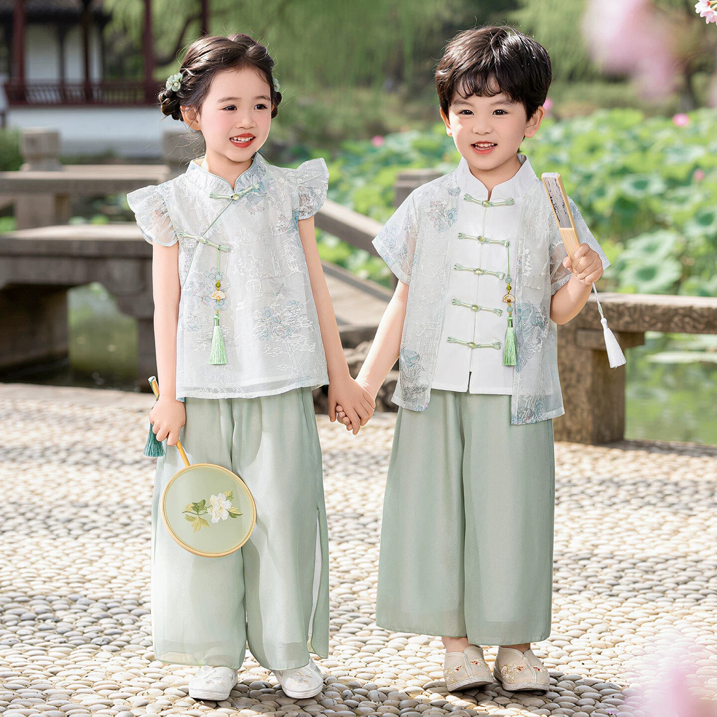 男女童古风汉服夏季国学六一演出服儿童国风唐装日常超仙中式套装
