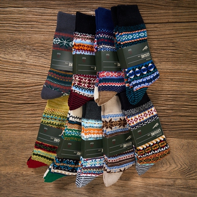 维托摩瑞长筒民族风印第安图腾袜子排湿吸汗耐磨工装户外袜