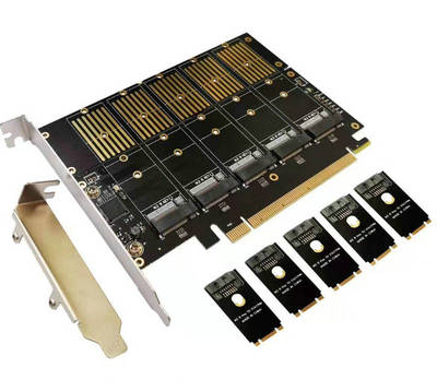 PCI-E 3.0 X16 JMB585 M.2 KEY B NVMe SSD提升卡 固态硬盘扩展卡