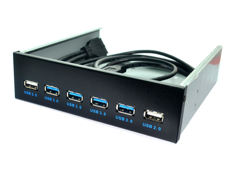 USB3.0前置面板 光驱位6口hub 19PIN转4口USB3.0+2口USB2.0