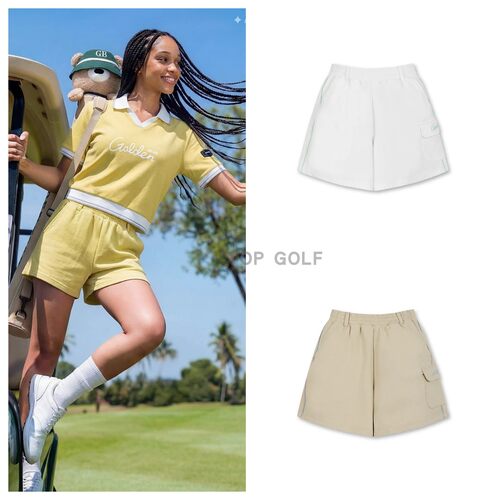 韩国代购 Golden Bear 高尔夫裤子 26夏女松紧口袋配色运动短裤
