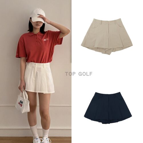 韩国代购 PIVVEE GOLF高尔夫服饰 26夏简约宽松休闲运动百褶裤裙