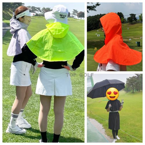 韩国代购BB GOLF雨披ins男披肩荧光色香芋紫女防水斗篷高尔夫雨衣