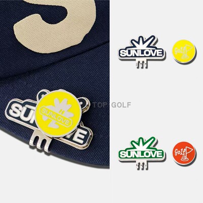 韩国代购SUNLOVE 男女同款 高尔夫配饰 图案字标LOGO磁吸金属帽夹
